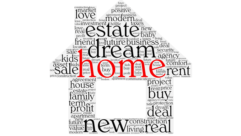 Home word cloud concept in house shape